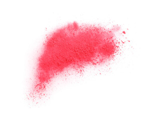 Crushed eye shadow isolated on white, top view. Makeup product