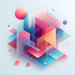 Fototapeta premium Abstract Geometric Composition with Overlapping Shapes and Vibrant Colors a Modern Digital Art