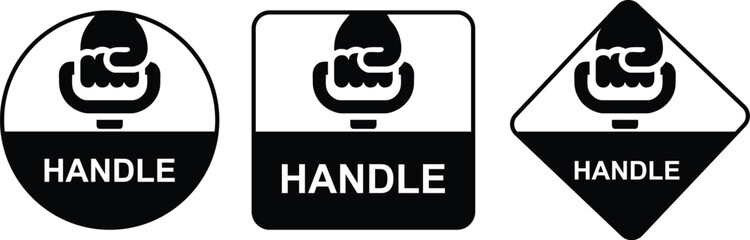Handle with Care Label – Fragile Packaging Sticker Icon for Shipping and Delivery Safety