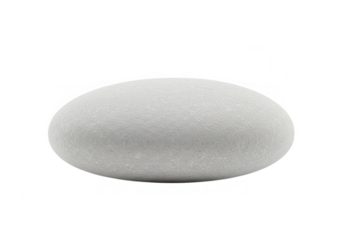 A single, smooth grey stone rests on a white background, creating a simple and minimal design isolated on transparent background