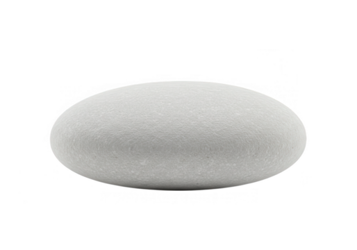 A single, smooth grey stone rests on a white background, creating a simple and minimal design isolated on transparent background