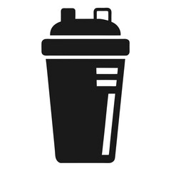 Black and white sport shaker bottle vector icon on white background.