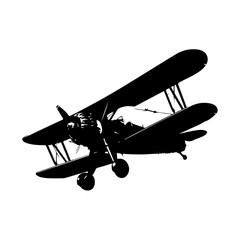Retro Biplane Silhouette Design Clipart