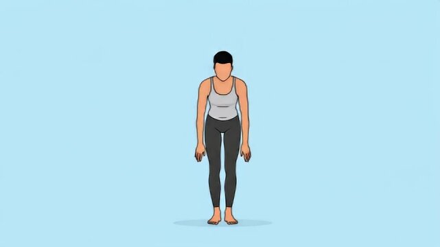 Animated Yoga Pose Transition: Tadasana to Urdhva Hastasana