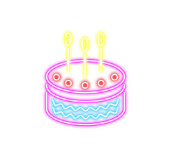 Neon Birthday Cake Illustration