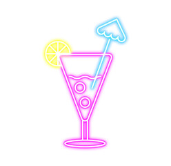 Neon Cocktail Icon Illustration