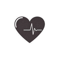 Flat icon of a heart symbol with heartbeat line
