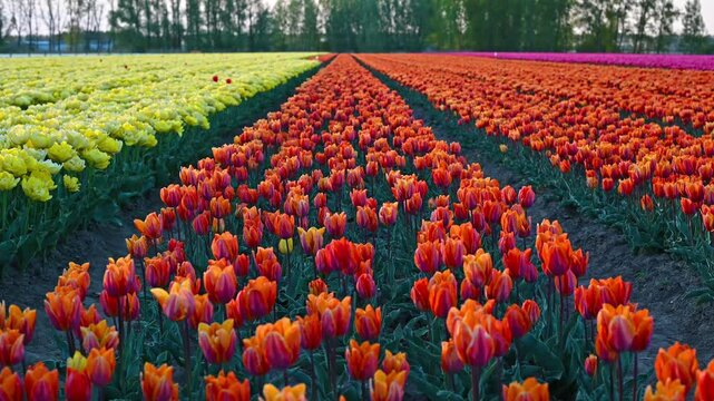 Colorful Tulip Fields in the Netherlands