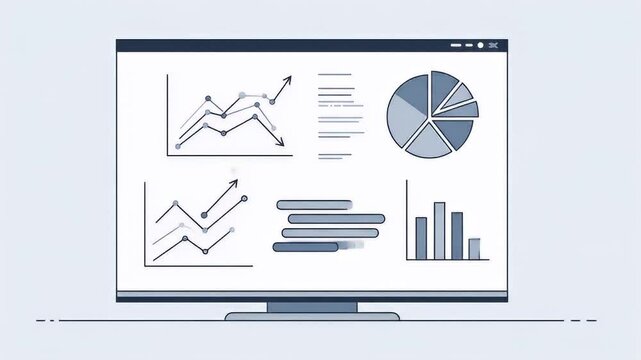 Data Visualization on a Computer Monitor Displaying Charts and Graphs