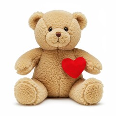 Cute teddy bear holding red heart, symbol of love and affection for Valentine&rsquo;s Day, gifts, children&rsquo;s toys, romantic presents, baby shower, soft plush toy