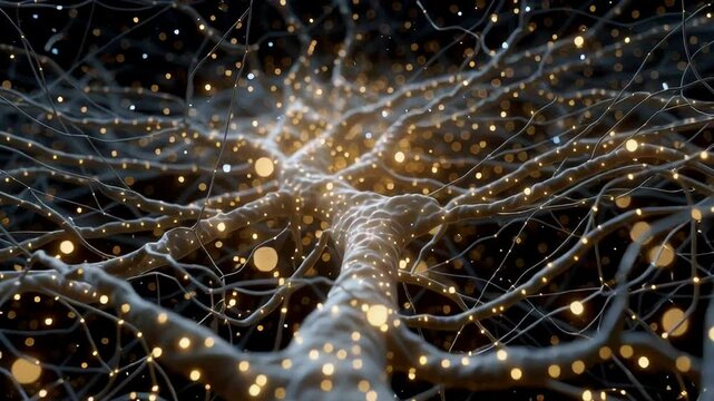 A microscopic, immersive journey through a dense forest of neurons. 