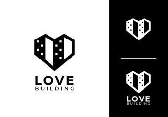 abstract love home building logo icon design concept