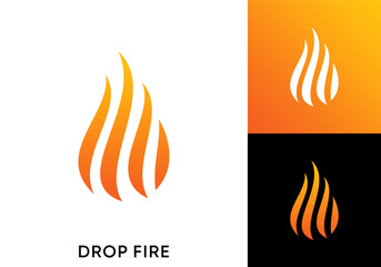 abstract drop fire logo design. flame line icon vector concept