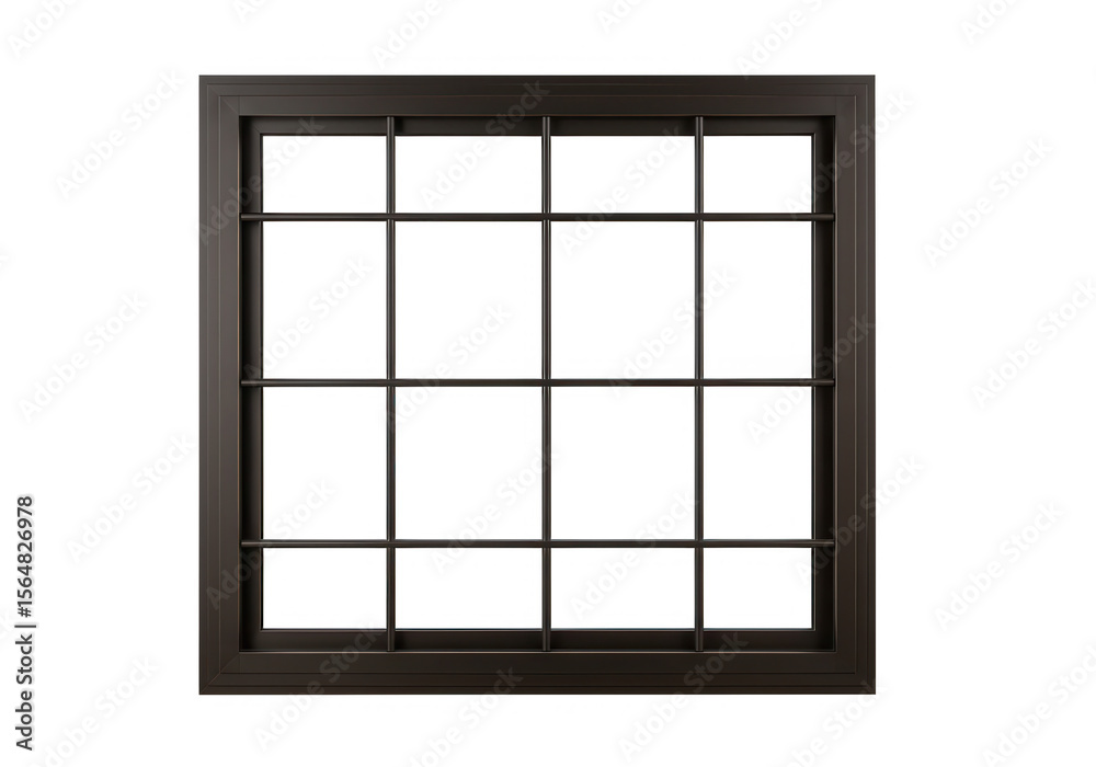 Poster a square window frame with a grid pattern is isolated on transparent background