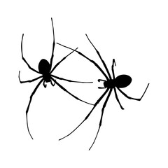 Spider Black Silhouettes Set Clipart White Background