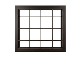 A square window frame with a grid pattern is isolated on transparent background