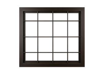 A square window frame with a grid pattern is isolated on transparent background