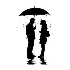 Umbrella Silhouettes Simple Clipart White Background