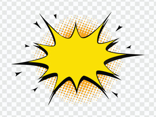 Yellow Comic Explosion with Black Outlines and Sharp Edges