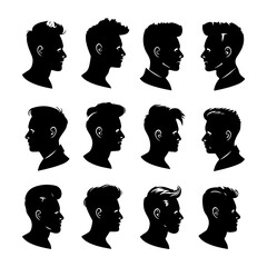 Diverse Mens Hairstyle Silhouettes Vector