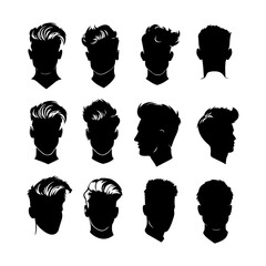 Various Man Hairstyle Silhouettes Collection
