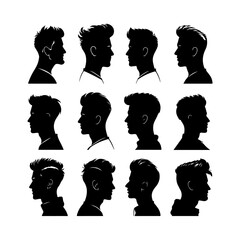 Man Hairstyle Silhouettes Set for Designers