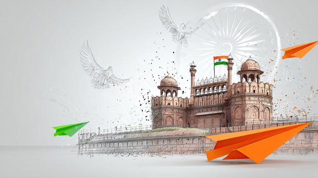 15 august Happy Independence day of India, Vector illustration,