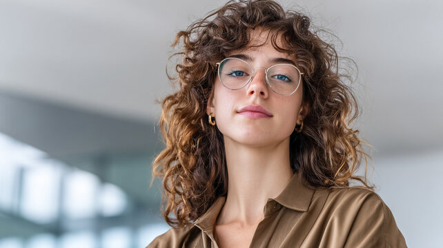 Confident Young Woman in Modern Indoor Setting