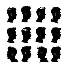 Modern Man Hairstyle Silhouettes Pack
