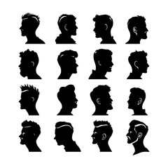 Unique Man Hairstyle Silhouettes Set