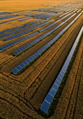 Vast Solar Farm Aerial View of Renewable Energy Production
