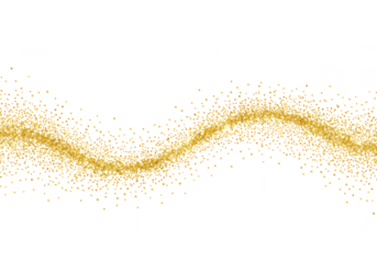 A wave of gold glitter creates a sparkling and luxurious festive design element isolated on transparent background