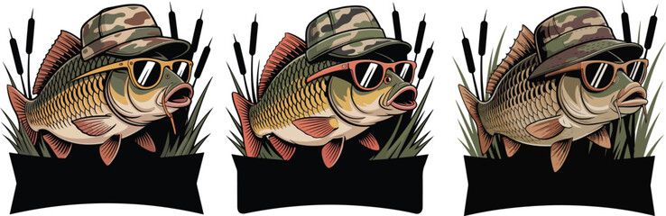 cool carp wearing sunglasses and hat