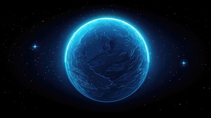 Obraz premium Glowing Blue Digital Planet in Space