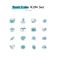 손그림 포인트컬러 라인 아이콘 01
