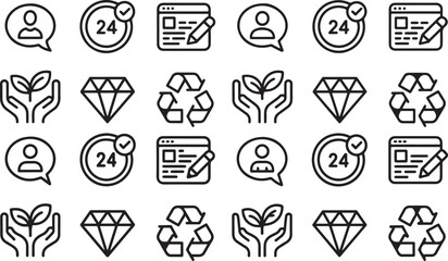 customer service availability ecofriendly blogging icons