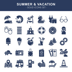 Summer & Vacation - solid icons set