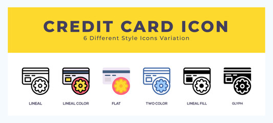 Credit card icon in different style vector illustration.