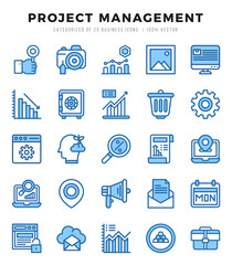 Collection of Project Management 25 Two Color Icons Pack.