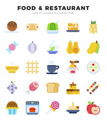 Food and Restaurant Icons bundle. Flat style Icons. Vector illustration.