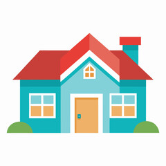 Suburban American house vector icon on white background.