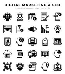 Digital Marketing & SEO Icon Bundle 25 Icons for Websites and Apps