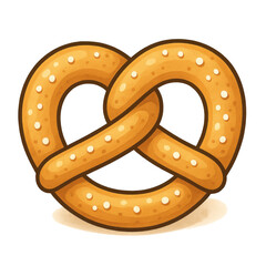 Salty twisted Oktoberfest pretzel isolated on transparent background, traditional German bakery illustration.