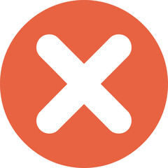 Fototapeta premium Orange circle with white cross symbol centered on white background mark cancel