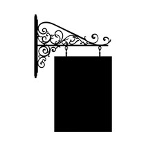 Decorative Wall Sign Holder with an empty sign on a transparent background