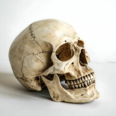 Human Skull Model Isolated on White Background