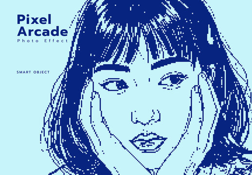 Retro Pixel Arcade Image Effect Mockup