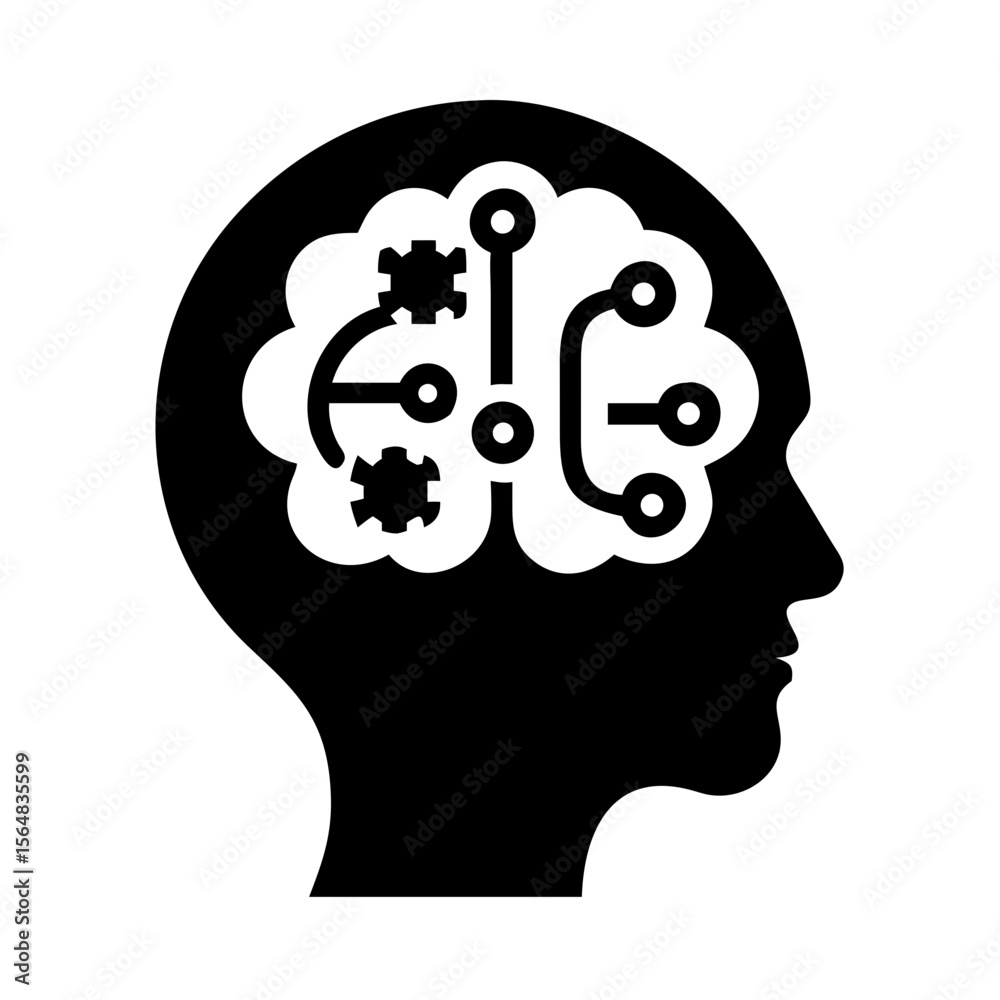 Poster artificial intelligence ai brain technology machine learning and deep learning concept design