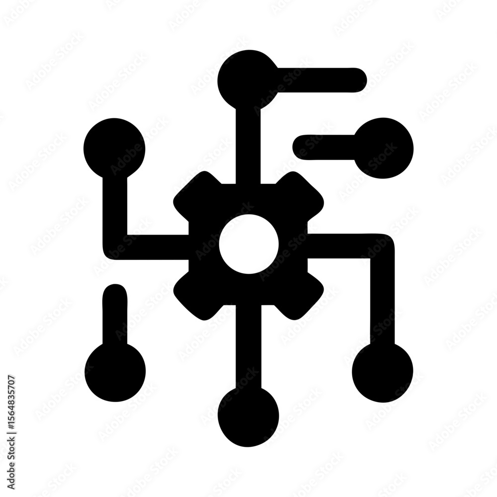 Poster integrated system technology icon for automation process and network configuration design