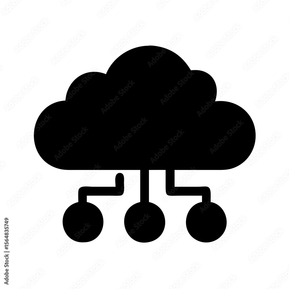 Aufkleber Cloud computing network diagram for data storage and backup with connected nodes icon vector